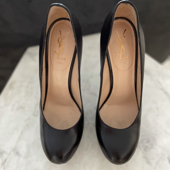 YSL size 9 Black Patent Leather Platform Pumps - Picture 4 of 4